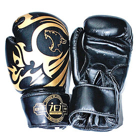 Перчатки боксёрские ZEZ sport  черные 10 унций , Tiger-10-OZ