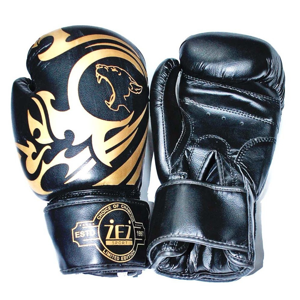 Перчатки боксёрские ZEZ sport черные 12 унций , Tiger-12-OZ - фото 1 - id-p202032247
