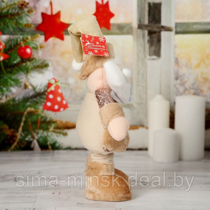 Мягкая игрушка "Дед Мороз в пайетках" стоит, 15х41 см (в сложенном виде 30 см), коричневый - фото 5 - id-p202026964