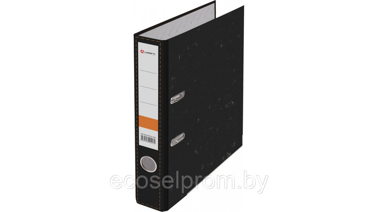 Папка-регистратор LAMARK 50мм черный мрамор, металл.окантовка, арт.AF0701-BK1