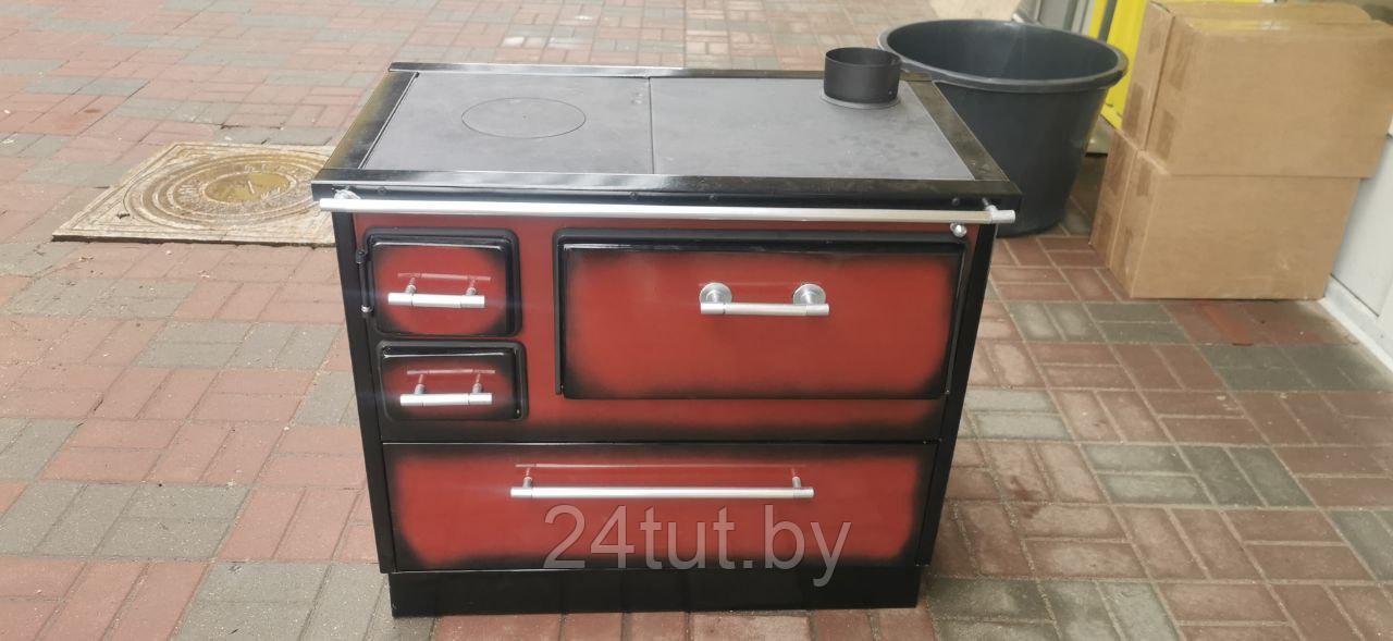 Отопительно-варочная печь «Народная» Люкс с духовым шкафом (красный бордо) - фото 1 - id-p202035082