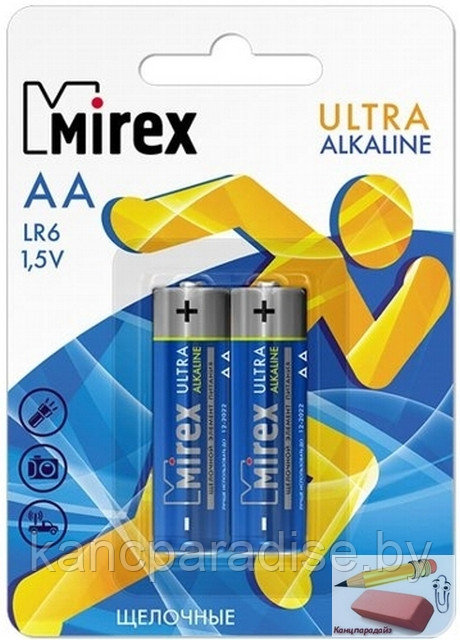 Батарейка Mirex Ultra Alkaline LR6 AA 1,5V, блистер 2 штуки, цена за 1 штуку