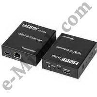 Удлинитель HDMI по витой паре Orient VE046 HDMI Extender (HDMI 19M- RJ45 - HDMI 19M, до 150м, передача ИК