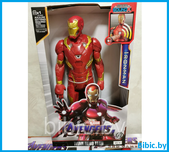 Игрушка фигурка Железный человек герои из фильма Мстители Avengers, интерактивная свет звук на батарейках