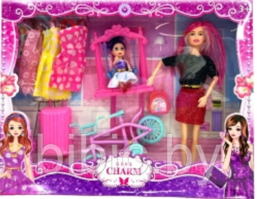 Кукла Барби с аксессуарами и платьями, Barbie детский игровой набор кукол для девочек Girl Charm - фото 2 - id-p202050607