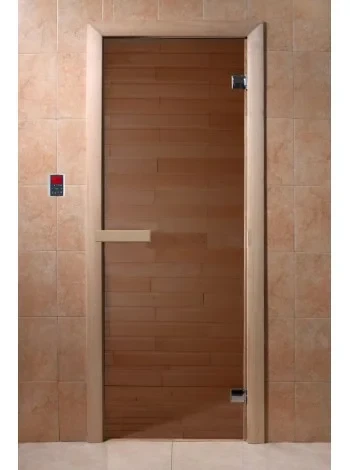 Двери DoorWood, 700х1900, бронза (стекло 6 мм, коробка осина)