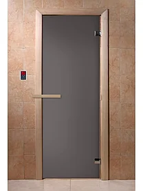 Дверь DOORWOOD 700х1900, (стекло 6 мм, графит матовый, коробка хвоя)