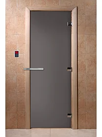 Дверь DOORWOOD 700х1900, "Затмение" (стекло 8 мм, графит матовый)