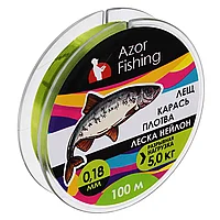 Леска AZOR FISHING "Карась, Плотва" нейлон, 100м, 0,18мм, зеленая, разрывная нагрузка 5,0 кг