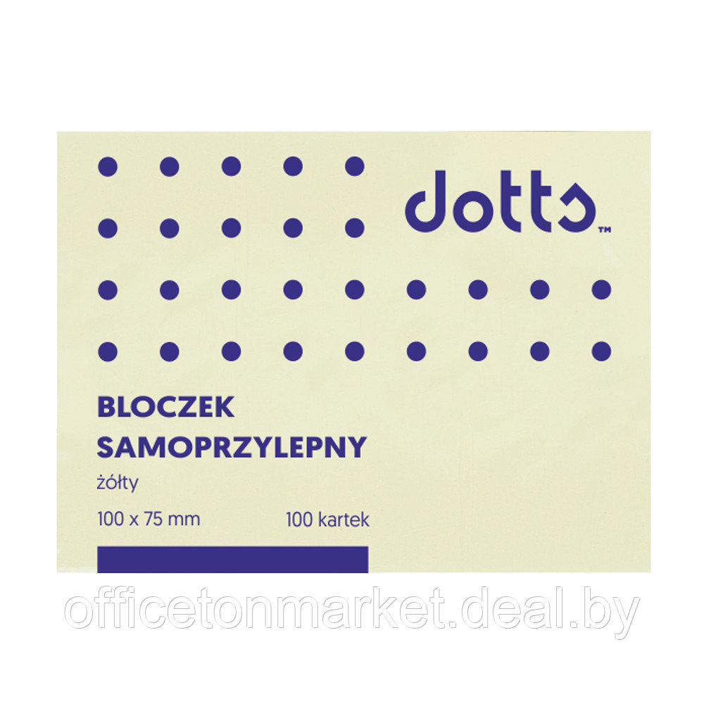 Бумага для заметок на клейкой основе "Dotts", 75x100 мм, 100 листов, желтый - фото 1 - id-p202054238