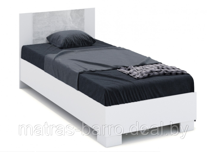 Кровать односпальная Аврора с основанием 90х200 белый/ателье светлый