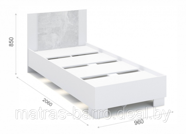 Кровать односпальная Аврора с основанием 90х200 белый/ателье светлый - фото 2 - id-p154273882