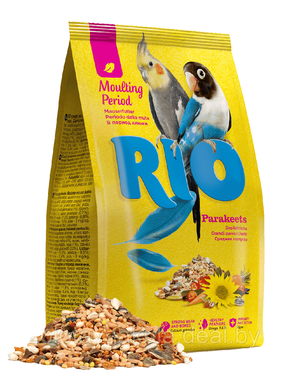 Корм RIO Parakeets для средних попугаев в период линьки, 500г