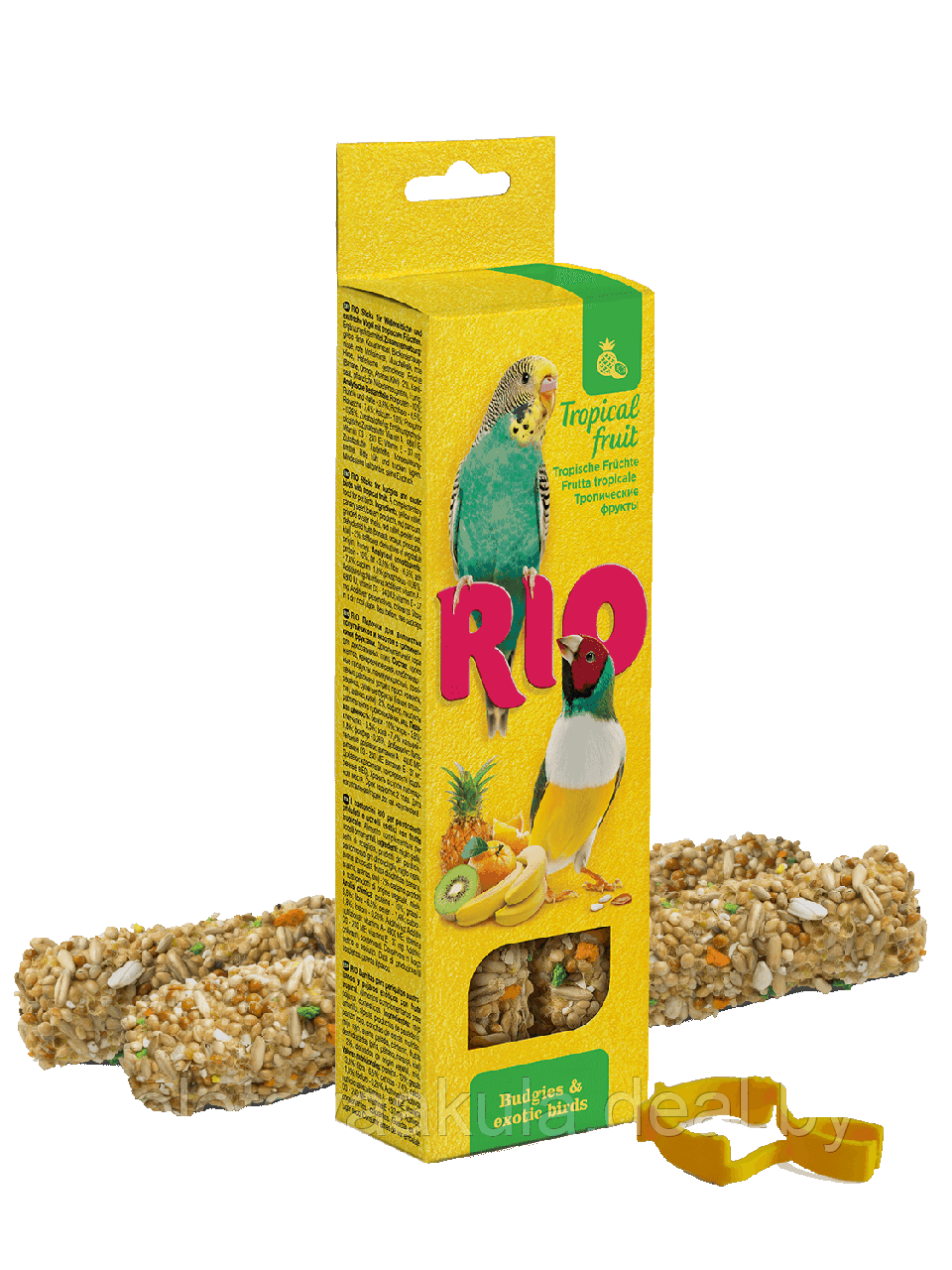 RIO Sticks Tropical Fruit палочки для волнистых попугаев и экзотических птиц с тропическими фруктами, 2*40гр - фото 1 - id-p196623444