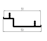 Алюминиевый профиль для полотна двери 51 мм. (53х20)