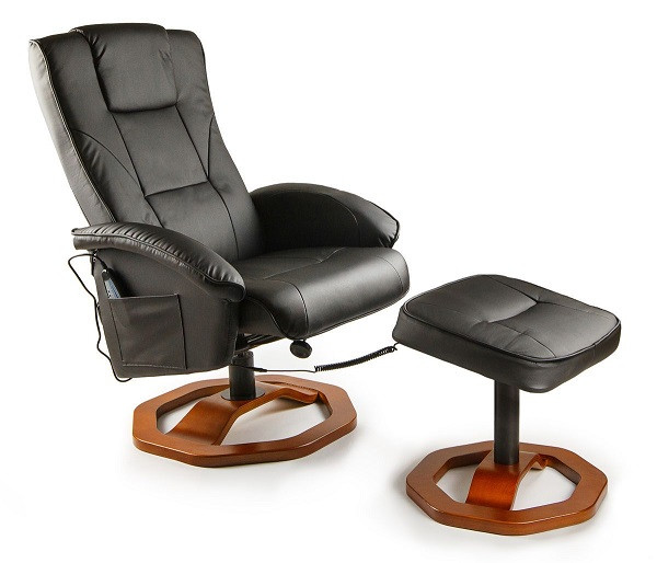 Массажное кресло CALVIANO 92 с пуфом (черное) - фото 1 - id-p202071866