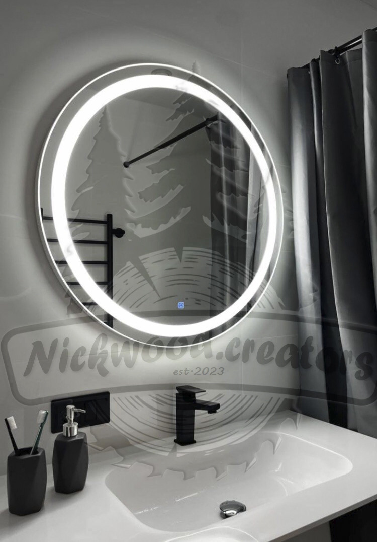 Круглое зеркало с лицевой подсветкой 90см - фото 2 - id-p202044801