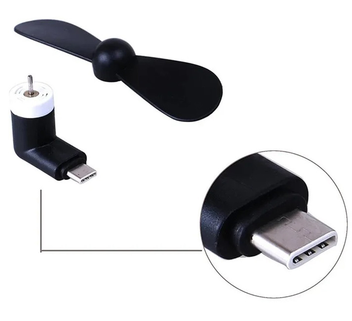 Мини вентилятор в разъём USB-C черный SIPL - фото 4 - id-p202098212