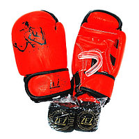 Набор для бокса детский (перчатки боксёрские + капа + бинты ) ZEZ sport красные 2 унций , Fighter-2-OZ