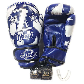 Набор для бокса детский (перчатки боксёрские + капа + бинты ) ZEZ sport  синие  4 унций , Z-THAI-4-OZ