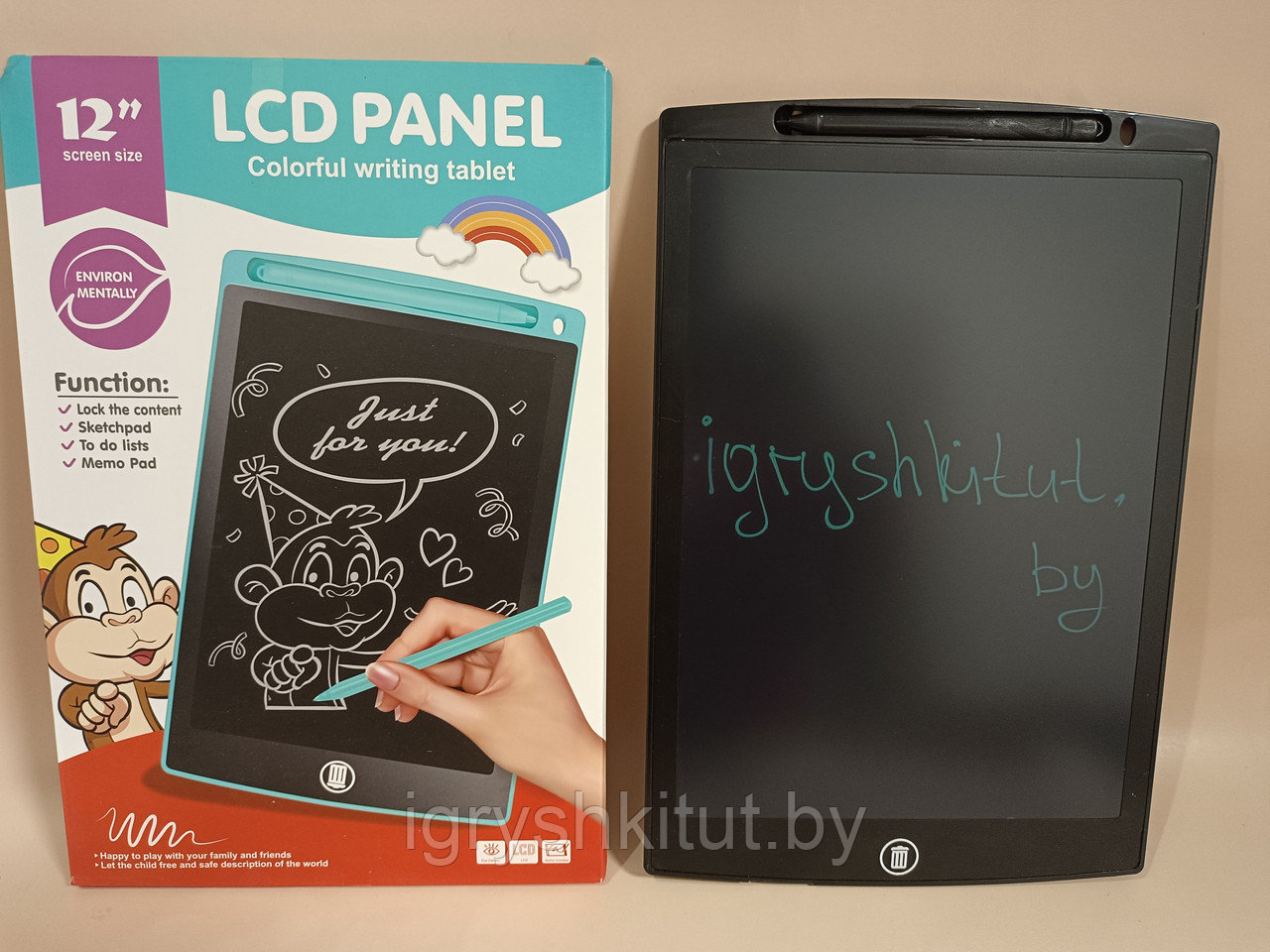 Графический планшет для рисования LCD Writing Tablet 12" с цветным экраном, цвет в ассортименте - фото 2 - id-p134199040