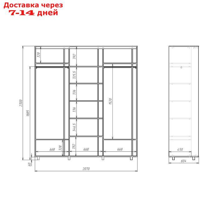 Шкаф-купе Яркий-222 2070х600х2300 Венге Темный/Детский 2 - фото 2 - id-p202067750