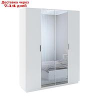 Шкаф с зеркалом четырехдверный Тиффани 510х1800х2280 Белый текстурный