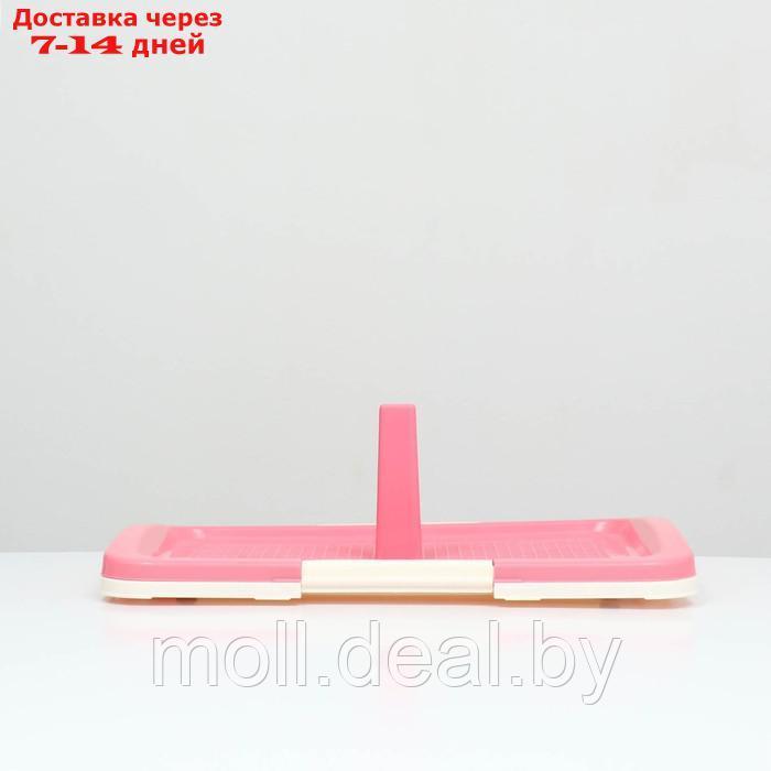 Туалет для собак с сеткой и столбиком 47 х 34 х 5,5 см, розовый - фото 2 - id-p202077327