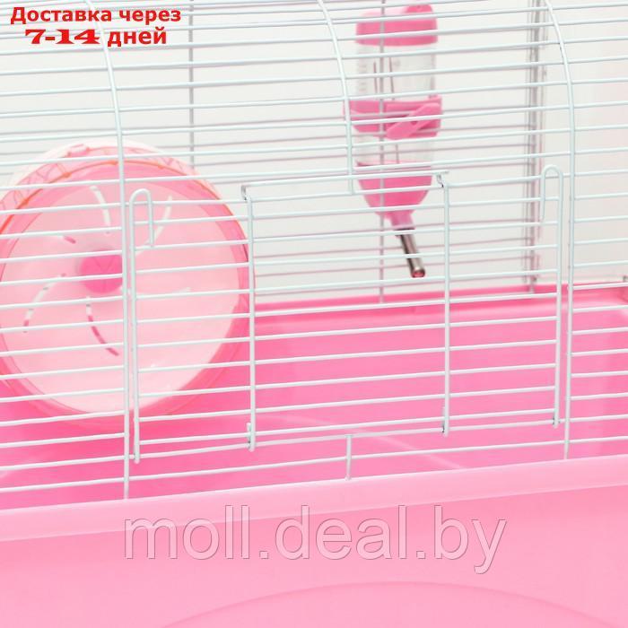 Клетка для грызунов с туннелем, выносным домиком и наполнением, 47 х 30 х 38, см, розовая - фото 4 - id-p202077342