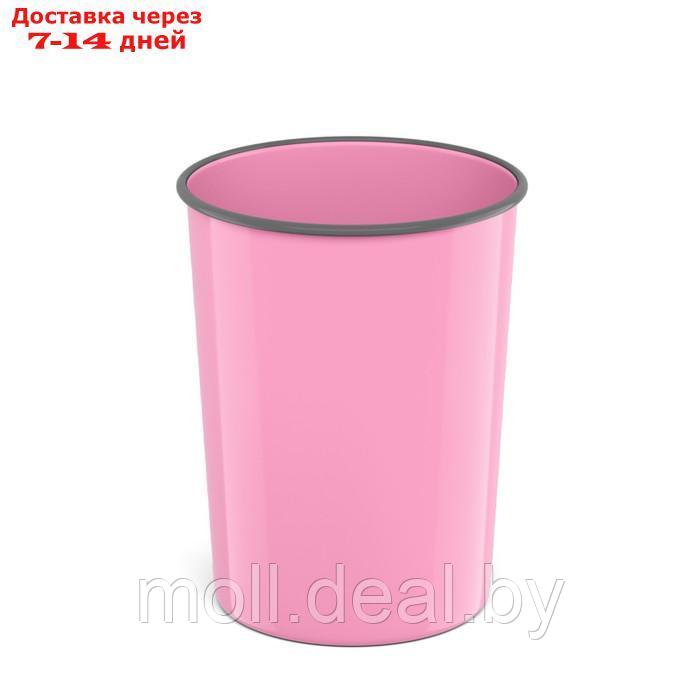 Корзина для бумаг 13.5л ErichKrause Pastel, литая, пластик, розовая