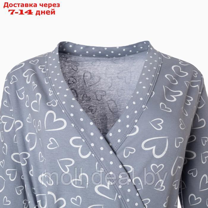 Комплект женский (сорочка/халат) для беременных, цвет серый, размер 50 - фото 8 - id-p202076077