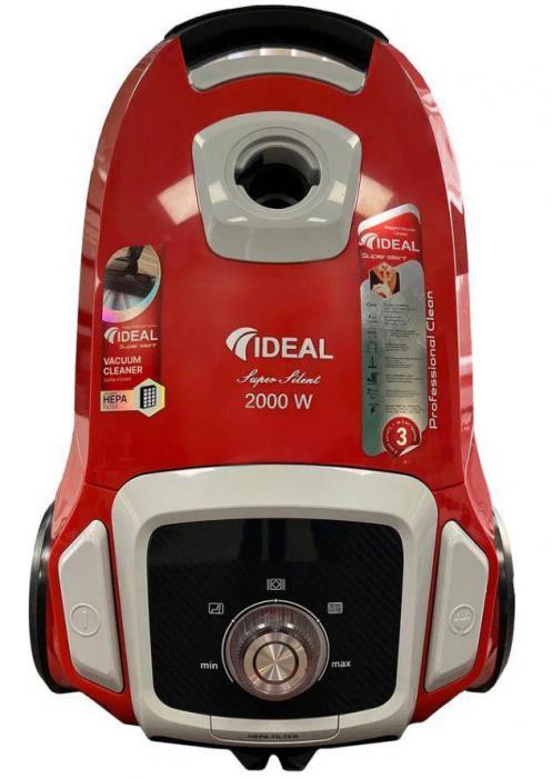 Пылесос для дома обычный с мешком и шнуром горизонтальный IDEAL VC-2000 красный - фото 1 - id-p202118814