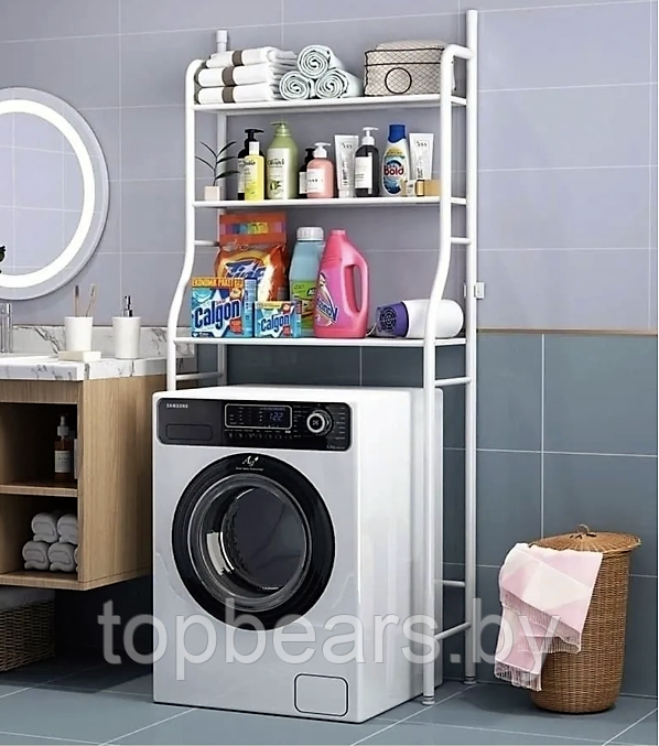 Стеллаж - полка напольная трехъярусная Washing machine storage rack для ванной комнаты над стиральной машиной - фото 7 - id-p196968493