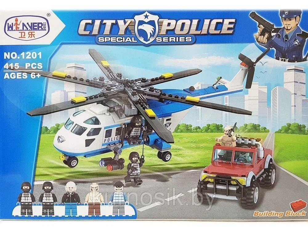 Конструктор 1201 Winner City Police Полицейский вертолет, 415 деталей - фото 1 - id-p202171035
