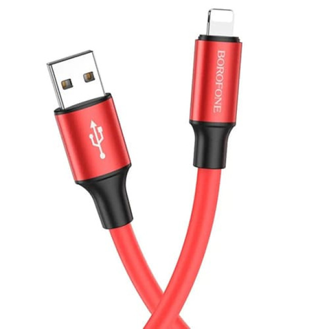 USB кабель Borofone BX82 Bountiful Lightning длина 1 метр (Красный) - фото 1 - id-p201982014