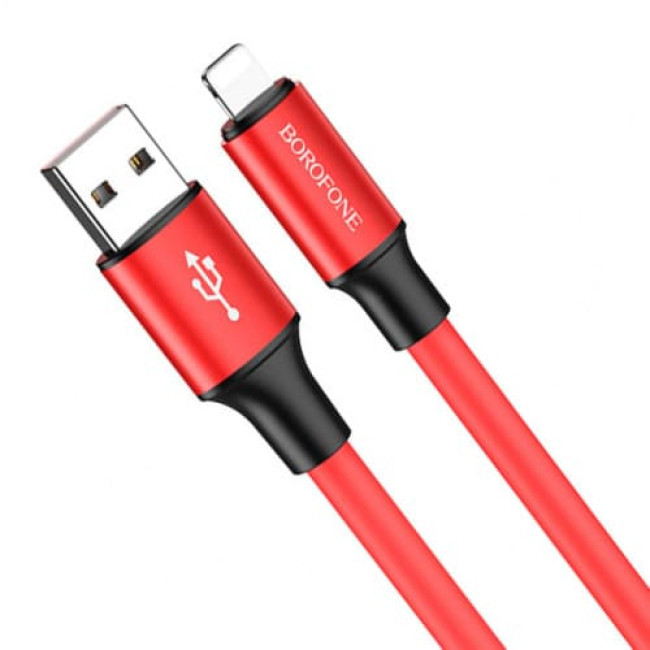 USB кабель Borofone BX82 Bountiful Lightning длина 1 метр (Красный) - фото 3 - id-p201982014
