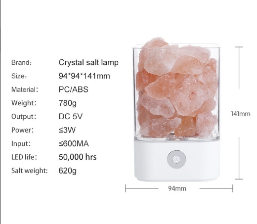 Соляной ионизирующий светильник-ночник «Crystal Salt Lamp» с розовой гималайской солью 0,7 кг - фото 5 - id-p202176820