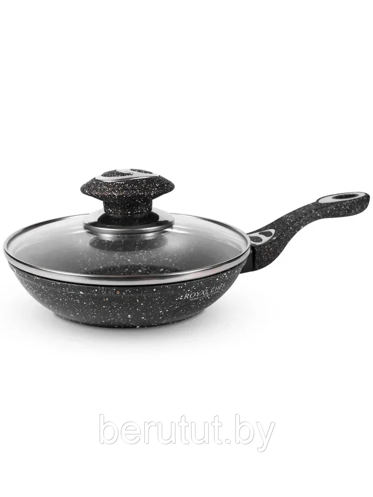 Сковорода с крышкой 16 см мраморное покрытие Royal chef