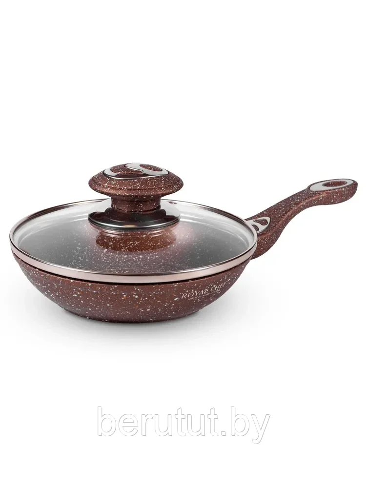 Сковорода с крышкой 16 см мраморное покрытие Royal chef BRW
