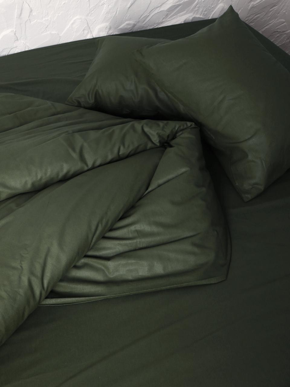 Комплект постельного двуспальный евро Emily 50, Темно-зеленый - фото 4 - id-p162472508