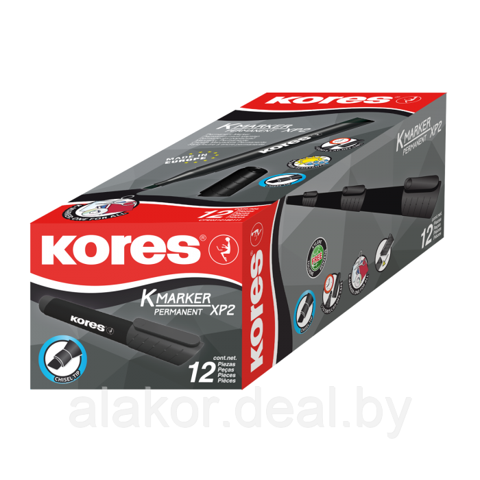 Маркер перманентный Kores K-Marker XP1, черный, 3мм - фото 6 - id-p202191080