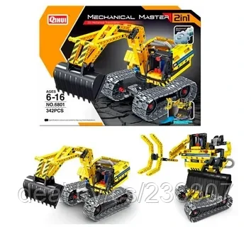 Конструктор QiHui 6801 Technic 2в1 Экскаватор и робот, 342 детали, аналог Лего Техник - фото 1 - id-p202191539