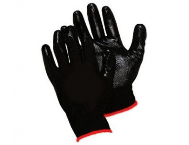 Перчатки черные из полиэстера с черным нитриловым покрытием Модель: TR -517В - фото 1 - id-p202191538