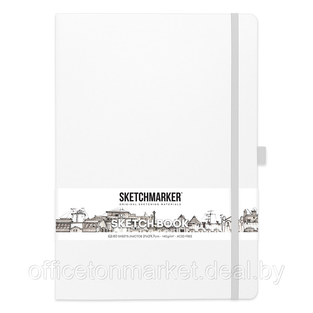 Скетчбук "Sketchmarker", 21x29.7 см, 140 г/м2, 80 листов, белый - фото 1 - id-p202217719
