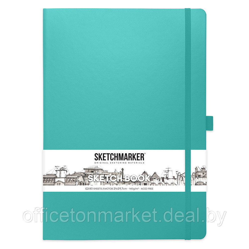 Скетчбук "Sketchmarker", 21x29.7 см, 140 г/м2, 80 листов, аквамарин - фото 1 - id-p202217728