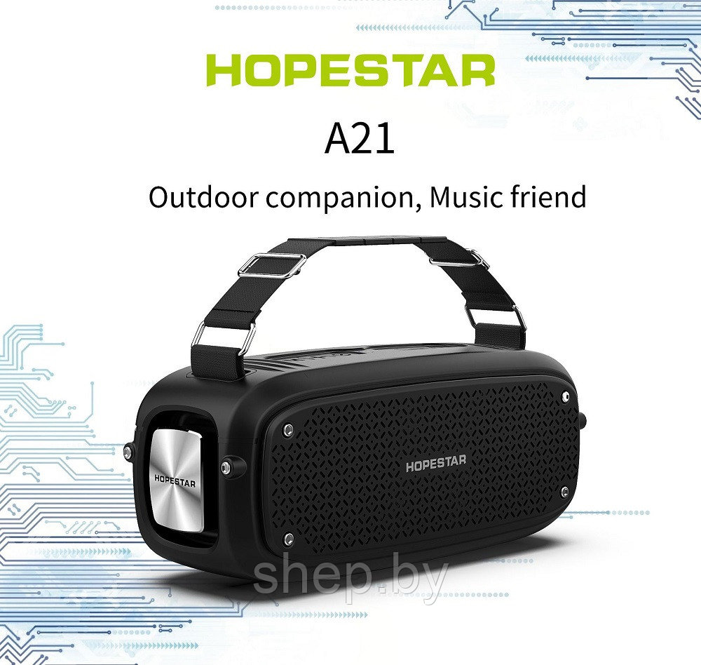 Портативная акустическая стерео колонка Hopestar A21 (Bluetooth, 10W, FM, MP3) Цвет: черный, красный, зеленый - фото 5 - id-p202218594