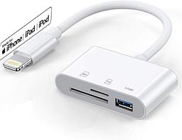 Адаптер - переходник Lightning на USB3.0 - картридер TF/SD, белый 556356