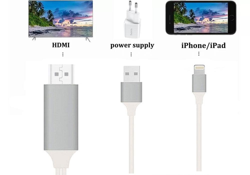 Кабель HDMI - Lightning для подключения смартфона к телевизору, 1,8 метра 556366 - фото 2 - id-p202220453