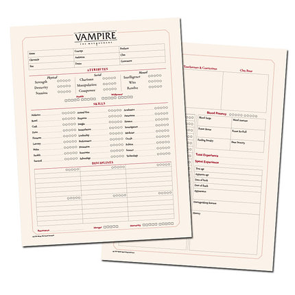 Комплект бланков персонажей для игры Вампиры: Маскарад. Пятая редакция, фото 2