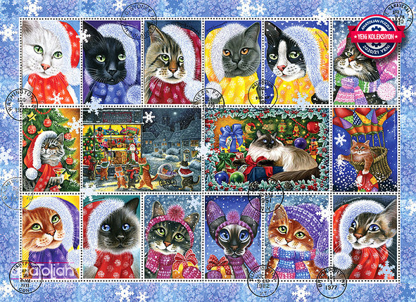 Коллекция марок с рождественским котом. Пазл Anatolian 1000 элементов, фото 2